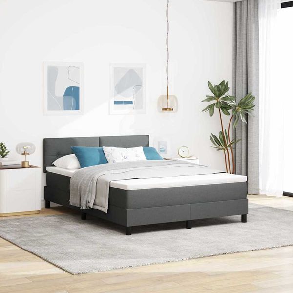 vidaXL Boxspringbett mit Matratze Dunkelgrau 140 x 200 cm Stoff 3342213