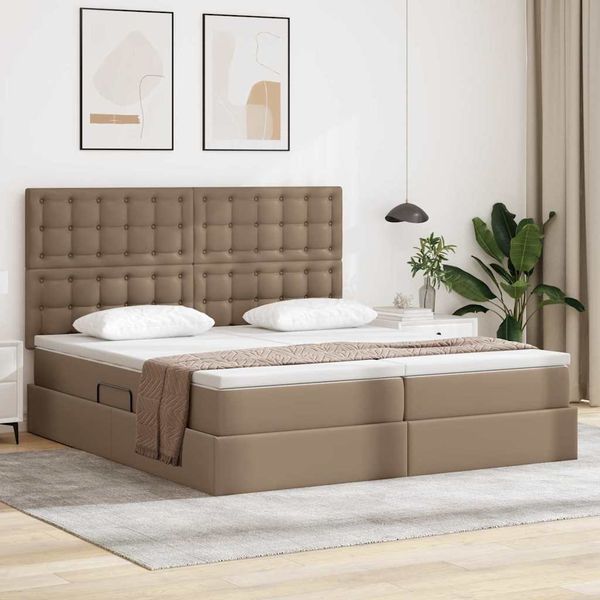 vidaXL Bett mit Stauraum und LED Cappuccino 200 x 200 cm Kunstleder 3372820