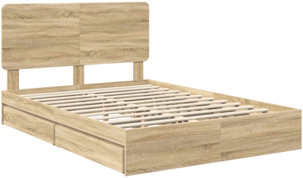 vidaXL Aufbewahrungsbett Sonoma-Eiche 160x200 cm Holzwerkstoff 3412667 Bild 3