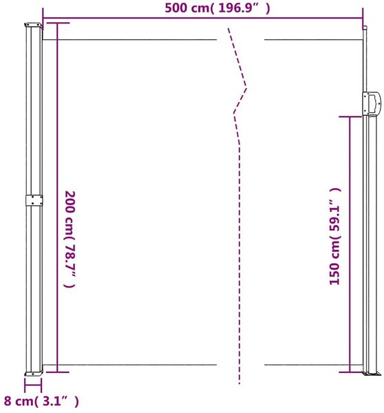 vidaXL Seitenmarkise Ausziehbar Weiß 200x500 cm 4004466 Bild 10