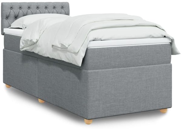 vidaXL Boxspringbett mit Matratze Hellgrau 100x200 cm Stoff 3286598
