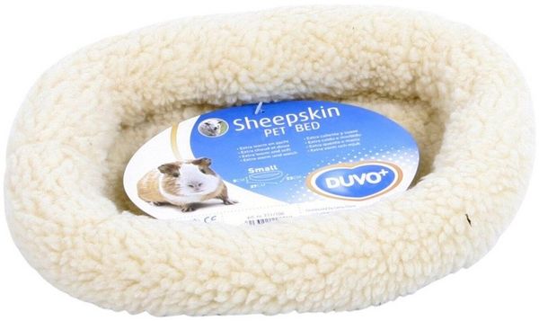 DUVO+ Tierbett Bett oval Schafsfell braun für Katzen