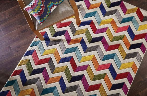 FLAIR RUGS Teppich Bolero, rechteckig, Höhe: 10 mm, fußbodenheizungsgeeignet, geometrisches Muster, Zickzack