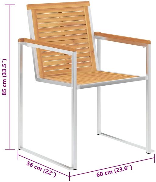 vidaXL Gartenstühle mit Kissen 2 Stk. Massivholz Akazie und Stahl 3061494 Bild 11