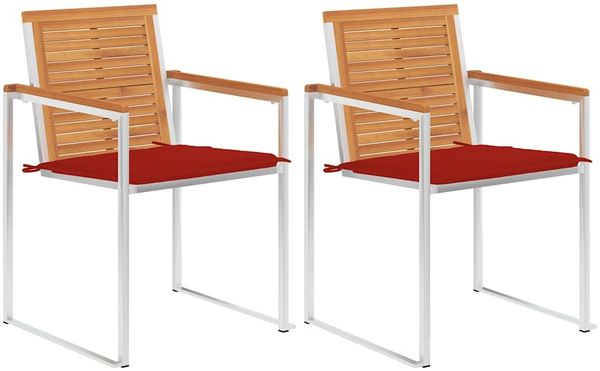vidaXL Gartenstühle mit Kissen 2 Stk. Massivholz Akazie und Stahl 3061494