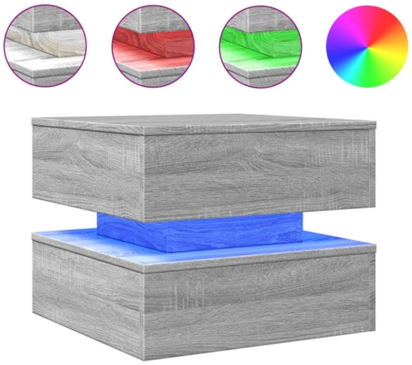 vidaXL Couchtisch mit LED-Leuchten Grau Sonoma 50x50x40 cm 839859 Bild 6