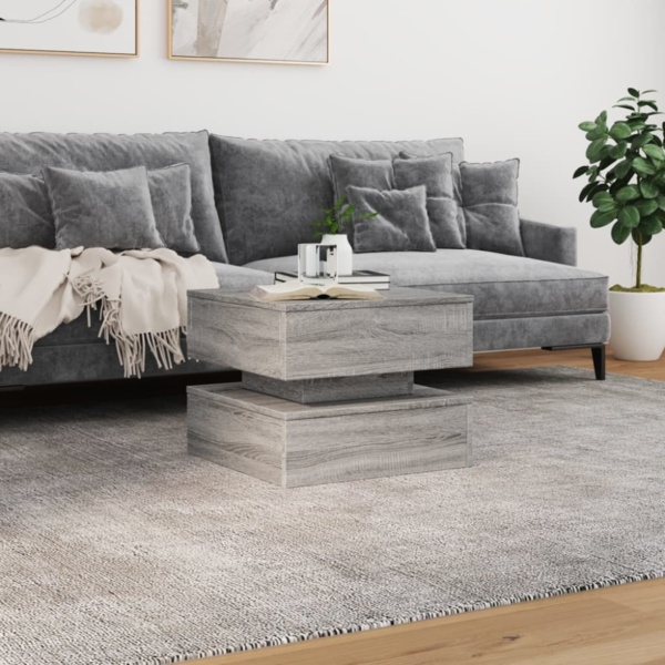 vidaXL Couchtisch mit LED-Leuchten Grau Sonoma 50x50x40 cm 839859 Bild 10