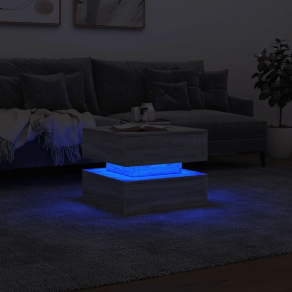 vidaXL Couchtisch mit LED-Leuchten Grau Sonoma 50x50x40 cm 839859 Bild 11