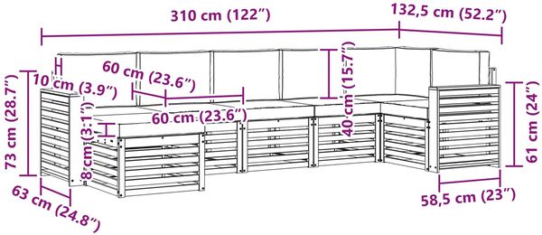 vidaXL Outdoor-Sofagarnitur 7 pcs Weiß und Creme 3392200 Bild 8