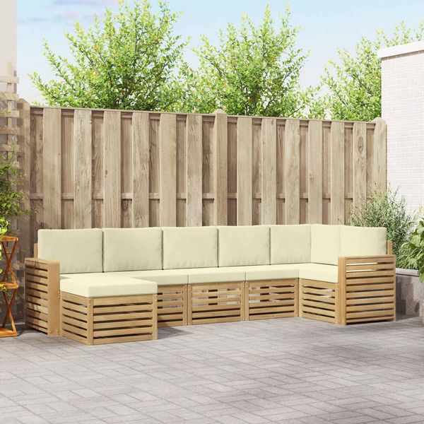 vidaXL Outdoor-Sofagarnitur 7 pcs Weiß und Creme 3392200