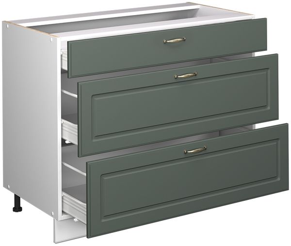 Küchenunterschrank Fame-Line Grün-Gold Landhaus/Weiß 100 cm, AP Marmor Vicco Bild 6