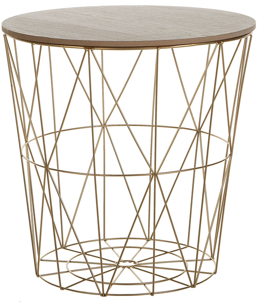Beistelltisch gold / heller Holzfarbton ⌀ 40 cm LANARK