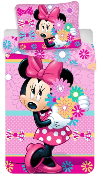Disney Minnie Mouse Baumwoll-Bettwäsche 140x200 cm Deckenbezug + 50x70 cm Kissenbezug mit Reißverschluss