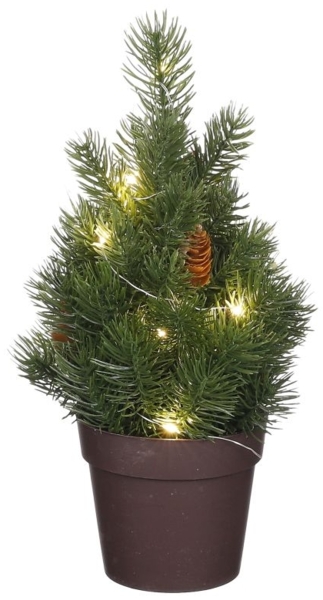 Mica Weihnachtsbaum mit Kieferzapfen grün 30 x 15 cm batteriebetrieben