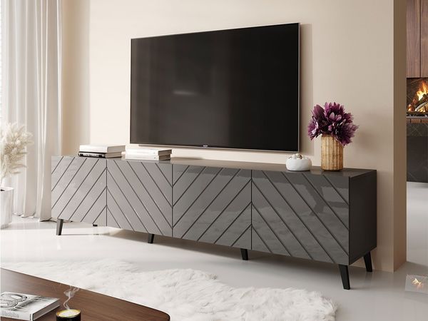 TV-Lowboard Mukodi 200 (Farbe: Graphit / Graphit Hochglanz)