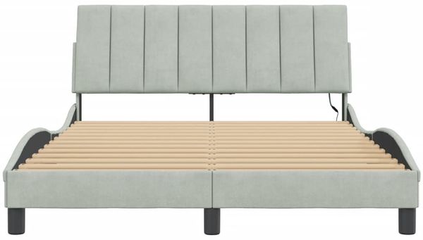 vidaXL Bettgestell mit LED ohne Matratze "Hanko" Hellgrau 140x200 cm Samt 3213781 Bild 6