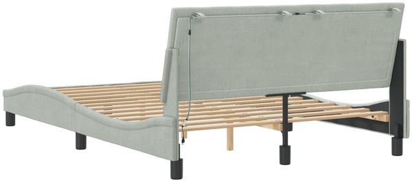vidaXL Bettgestell mit LED ohne Matratze "Hanko" Hellgrau 140x200 cm Samt 3213781 Bild 8