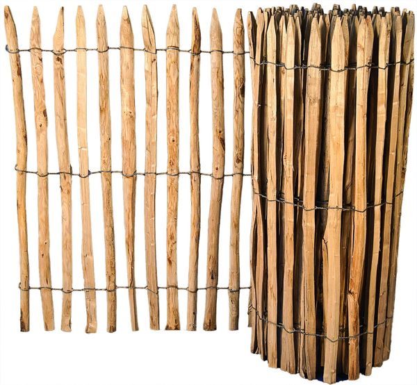 Staketenzaun 0,6x10 m Abstand 4-5cm Gartenzaun Holzzaun Rollzaun Gartenteich Zaun