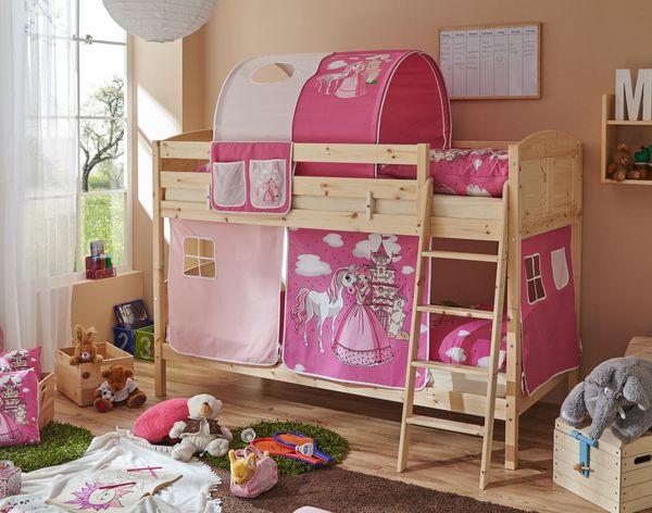 Etagenbett \"Erni Country\" 90x200 Kiefer massiv natur - Horse-Pink