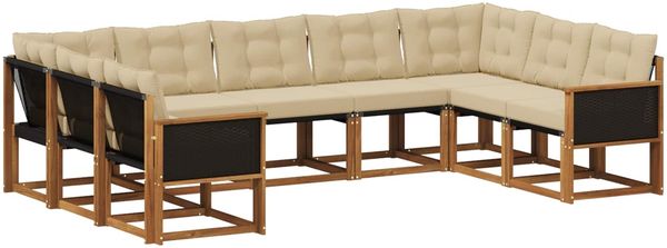 vidaXL Outdoor-Sofagarnitur mit Kissen 9 pcs Natur und Beige 3382201 Bild 2