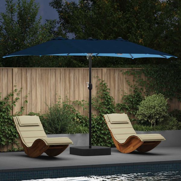 vidaXL Garten-Sonnenschirm Azurblau 385 x 209 x 244 cm Polyester 42003290