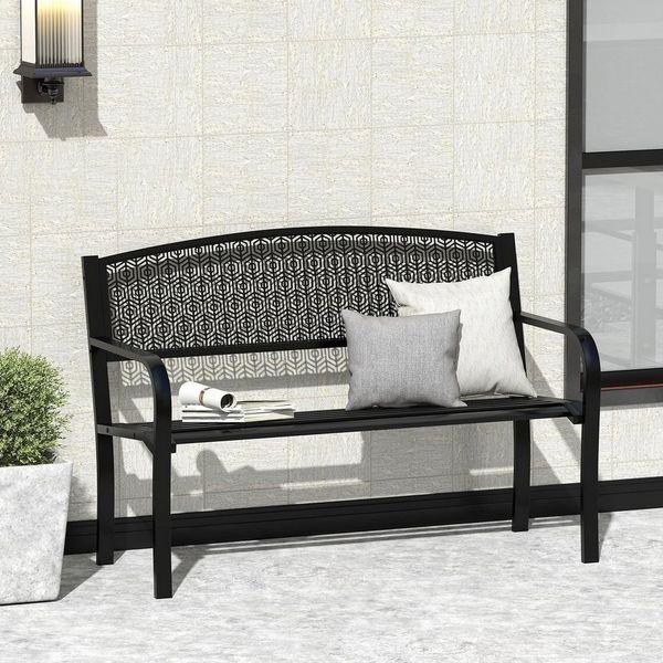COSTWAY Gartenbank, 128cm Sitzbank für 2-3 Personen, aus Metall, bis 300kg