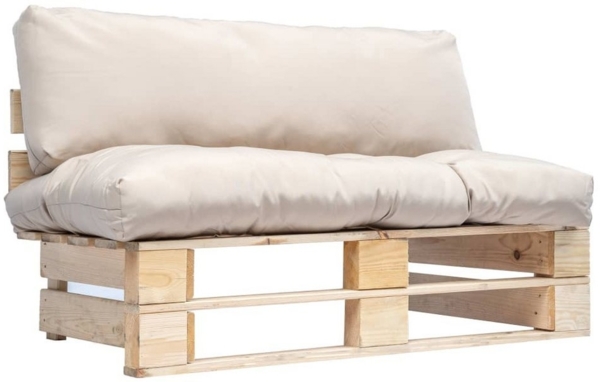 vidaXL Outdoor-Sofa Paletten mit Kissen in Sandfarben Kiefernholz 277476