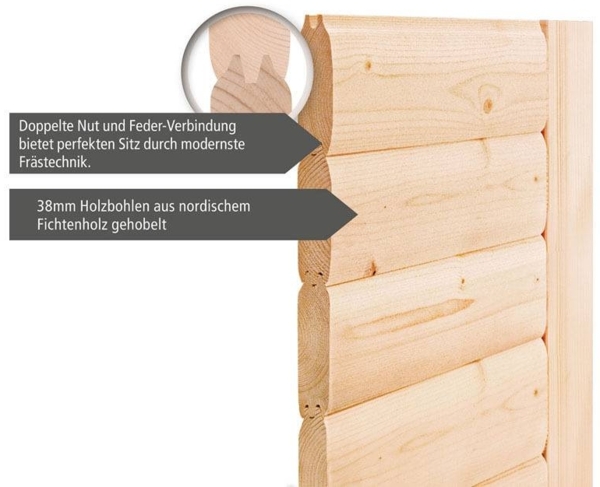 Karibu Ecksauna Antonia + 3,6kW Plug&Play BIO Kombi-Ofen externe Steuerung Bild 6