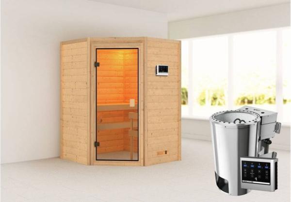 Karibu Ecksauna Antonia + 3,6kW Plug&Play BIO Kombi-Ofen externe Steuerung Bild 1