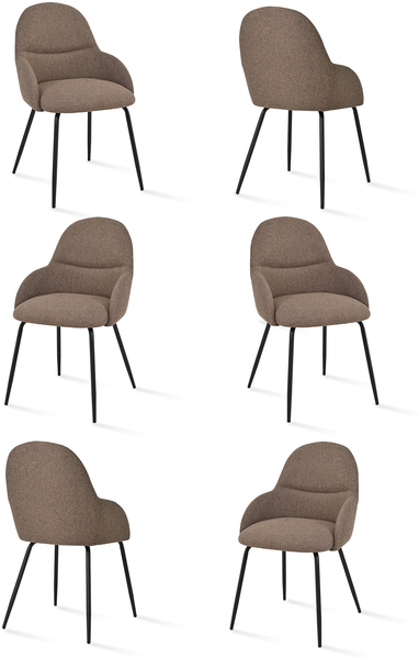 GOEURVANT 1438 Esszimmerstühle 6er-Set, Webstoff - Mokkabraun