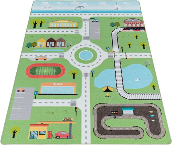 Ayyildiz Teppiche Kinderteppich PLAY 2902, rechteckig, Höhe: 6 mm, robuster Kurflor, Straßen Spiel Teppich, Kinderzimmer