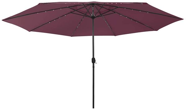 vidaXL Sonnenschirm mit LED-Beleuchtung 400 cm Bordeaux 312534