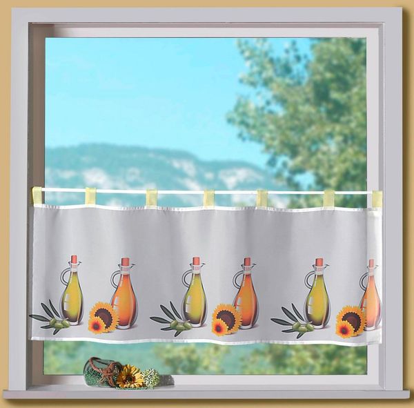 Weckbrodt Scheibengardine Liah (1 St), Schlaufen, transparent, Voile, Bistro, Voile, bedruckt, Küche, HxB 45x120 cm, Gardine, Store