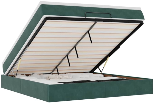 vidaXL Ottoman-Bett mit Matratze Dunkelgrün 180x200 cm Samt 3311204