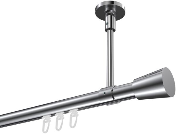 Innenlauf-Gardinenstangen-Set Sonette Sitra 260 cm (geteilt in 2 x 130 cm), 1-läufig, 20 mm Ø Chrom