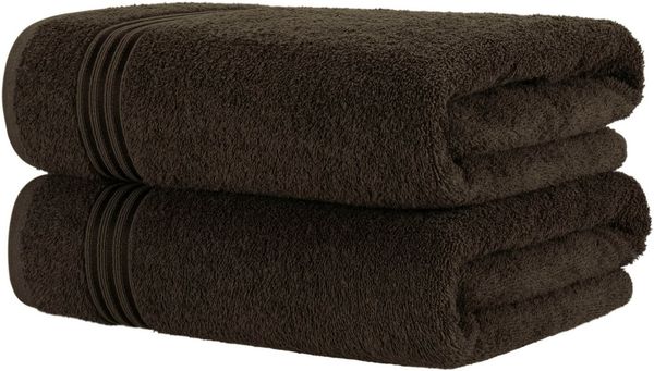 Hammetex 2er Set Extra Große Badetücher – 80x200 cm Saunatücher, 500 GSM, 100% Baumwolle – Weich & Saugfähig – Luxuriöse Große Spa-Handtücher, Braun
