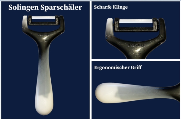 SMI Sparschäler Solingen Kartoffelschäler Sparschäler Gemüseschäler Universalschäler, (2-tlg, 2 tlg), Schwarz-Weiß Bild 2