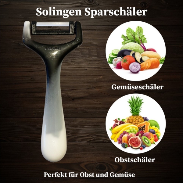 SMI Sparschäler Solingen Kartoffelschäler Sparschäler Gemüseschäler Universalschäler, (2-tlg, 2 tlg), Schwarz-Weiß Bild 3