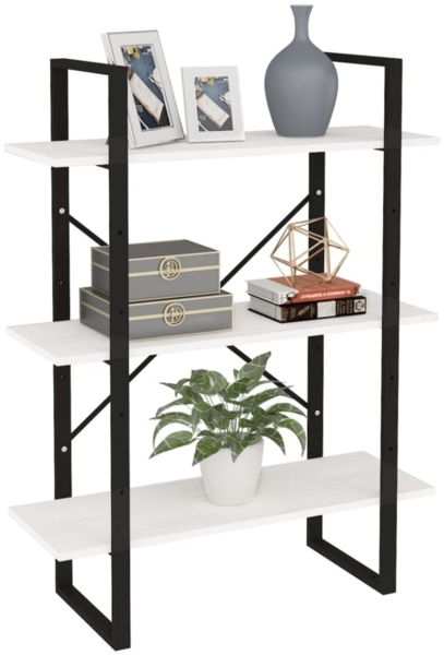 vidaXL Bücherregal 3 Böden Weiß 80x30x105 cm Massivholz Kiefer 806533 Bild 4