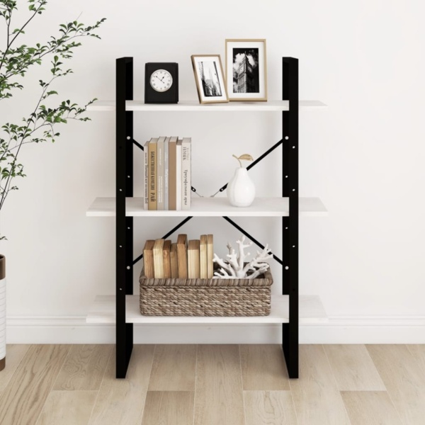 vidaXL Bücherregal 3 Böden Weiß 80x30x105 cm Massivholz Kiefer 806533 Bild 8