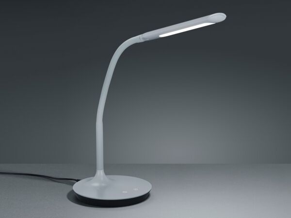 LED Schreibtischlampe POLO Grau dimmbar 41cm hoch mit Flexgelenk