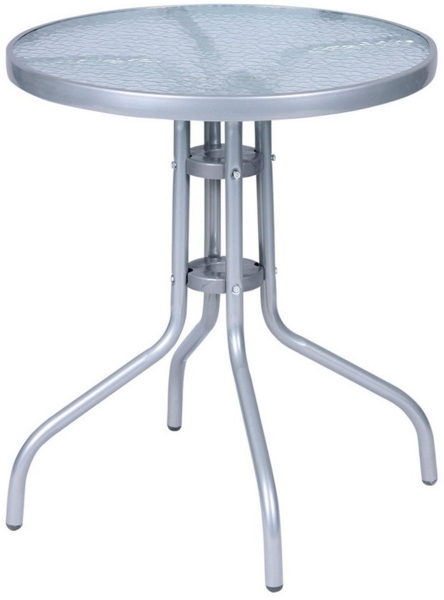 Bistrotisch Balkontisch Gartentisch Terrassentisch Glastisch silber ⌀ 60 cm
