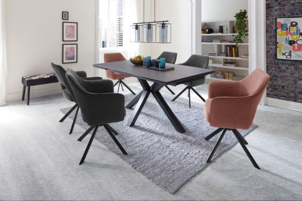 2er-Set Armlehnstuhl 'Tonala' - Vintage Anthrazit, Drehbar, Gestell Metall schwarz Bild 2