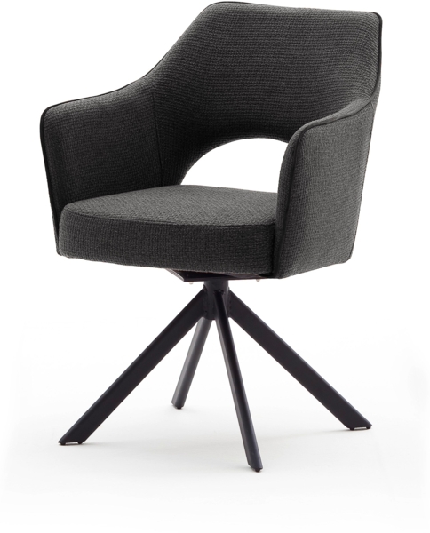 2er-Set Armlehnstuhl 'Tonala' - Vintage Anthrazit, Drehbar, Gestell Metall schwarz Bild 1