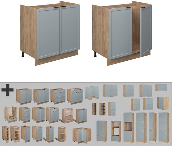 Spülenunterschrank Fame-Line Hellblau-grau 80 cm ohne Arbeitsplatte Vicco Bild 5