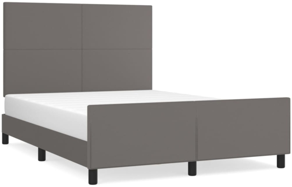 Doppelbett, Polsterbett mit Kopfteil Kunstleder Grau 140x190 cm