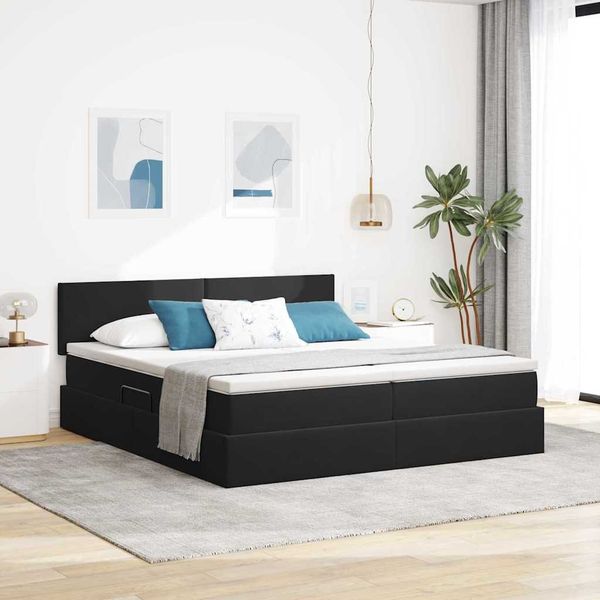 vidaXL Aufbewahrungsbett mit Kopfteil mit Speicher Schwarz 90 x 200 cm 3370963