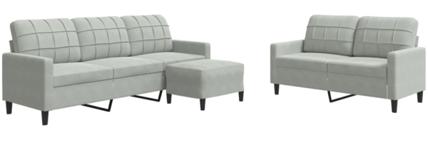 vidaXL 3-tlg. Sofagarnitur mit Kissen Hellgrau Samt 3278401