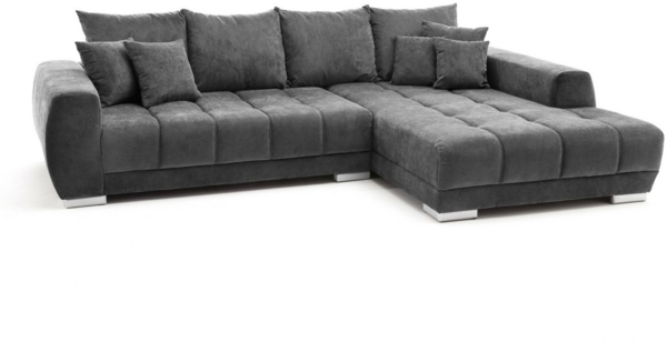 Iwaniccy Wohnlandschaft 8 Kissen, Waffelsteppung, Strukturstoff anthrazit - 300x86x215 (BxHxT) Bild 5