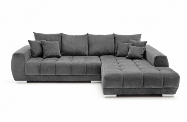 Iwaniccy Wohnlandschaft 8 Kissen, Waffelsteppung, Strukturstoff anthrazit - 300x86x215 (BxHxT) Bild 2